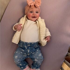 3-6 month Pink & Cream Old Navy Quilted Fleeced Lined Vests